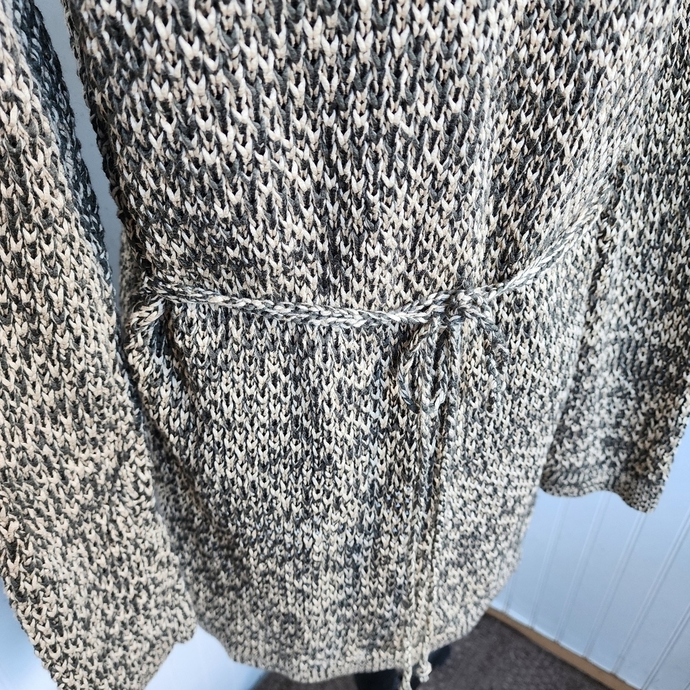 JONES NEW YORK Mercerized Cotton Olive Green Beige Sweater Chunky Cardigan Top M - Picture 8 of 14